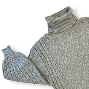 TRUTH By‎ Republic Wm Turtleneck Cropped Cable Knit Sweater XS Gray EUC Chunky